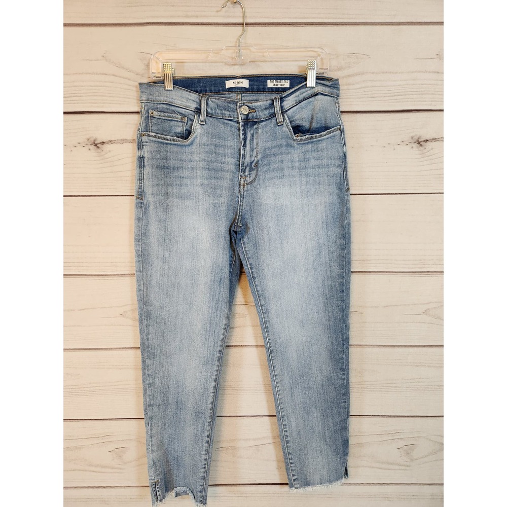 Kensie Women's Blue‎ Cotton Mid Rise The Effortless Skinny Crop Jeans Size 10